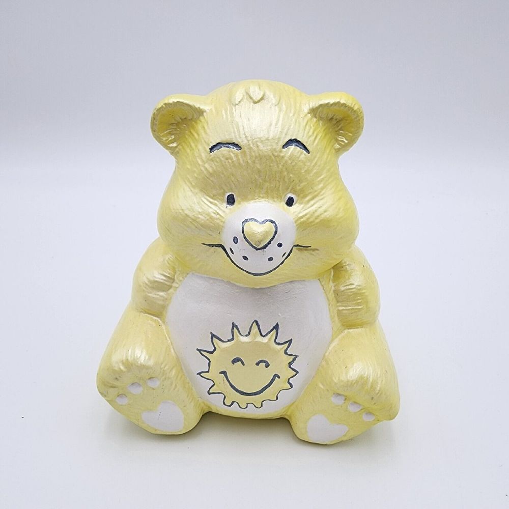 Care Bear Funshine Bear Vintage‎ Ceramic Coin Piggy Bank Yellow 5 in Rare